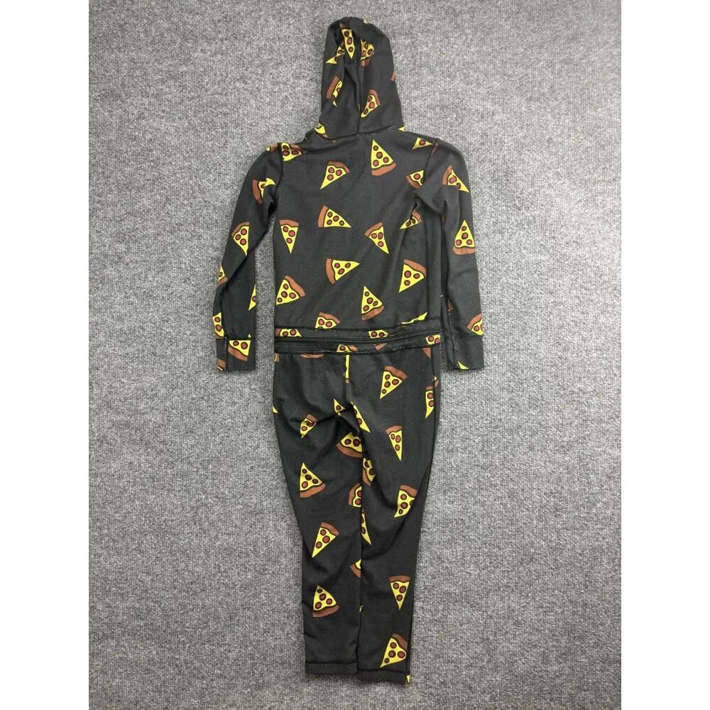 Air Blaster One Piece Kids 5-6 Black Pizza Print Hooded Base Layer Suit‎
